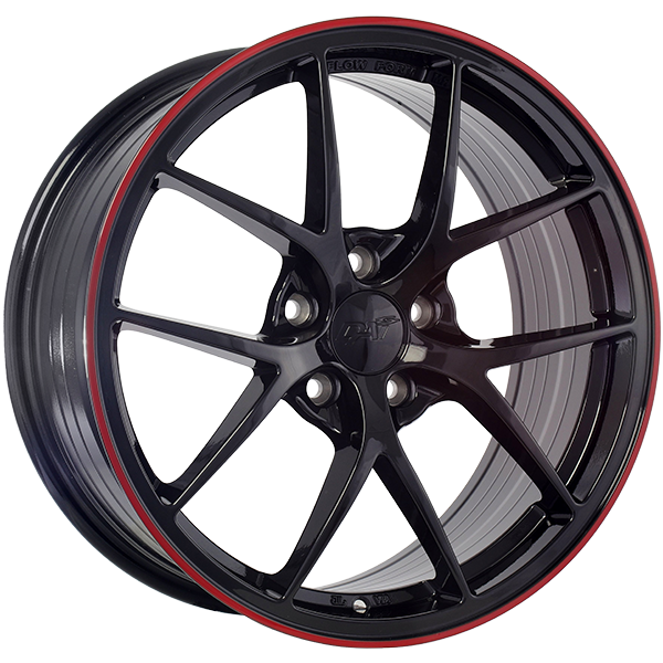 DAI Wheels - SKY - 16x7.0 - 5x114.3 - 40 - 67.1 - Gloss Black - Red Line - Image 1