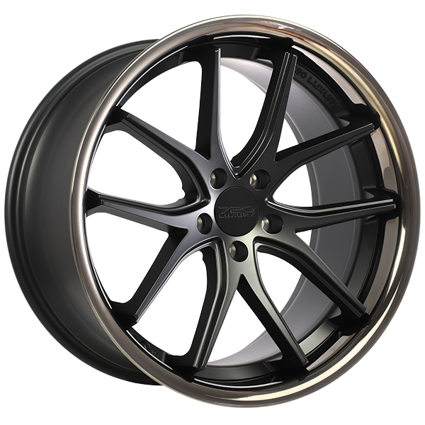 720 Luxury - VANQUISH - 19x8.5 - 5x112 - 25 - 66.6 - Satin Black - Black Stainless Lip - Image 1