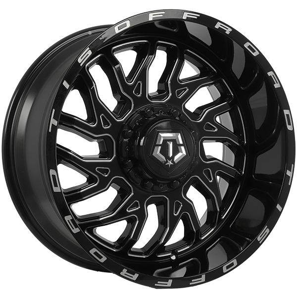 TIS Wheels - 544 - 20x10.0 - 5x139.7/5x150 - -25 - 110.1 - Gloss Black - Milled Edge - Image 1