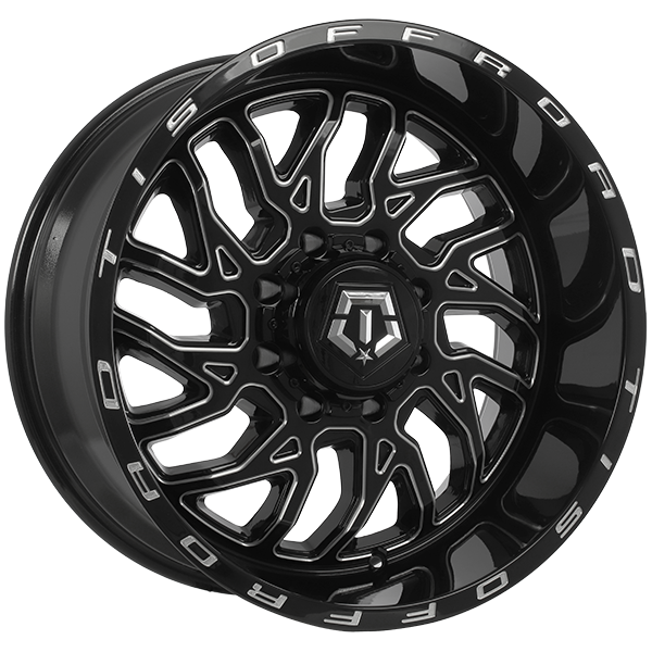 TIS Wheels - 544 - 20x10.0 - 8x165.1 - -25 - 125.2 - Gloss Black - Milled Edge - Image 1