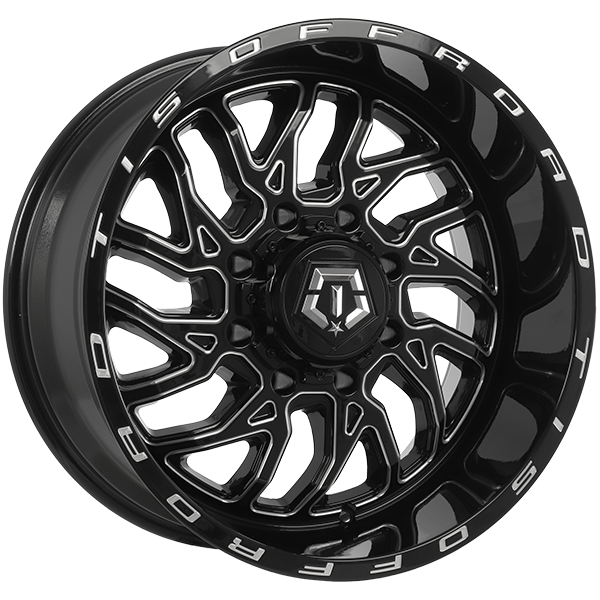 TIS Wheels - 544 - 20x10.0 - 8x180 - -25 - 124.3 - Gloss Black - Milled Edge - Image 1