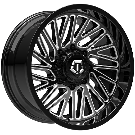 TIS Wheels - 553 - 22x10.0 - 8x180 - -12 - 124.3 - Gloss Black - Milled Edge - Image 1