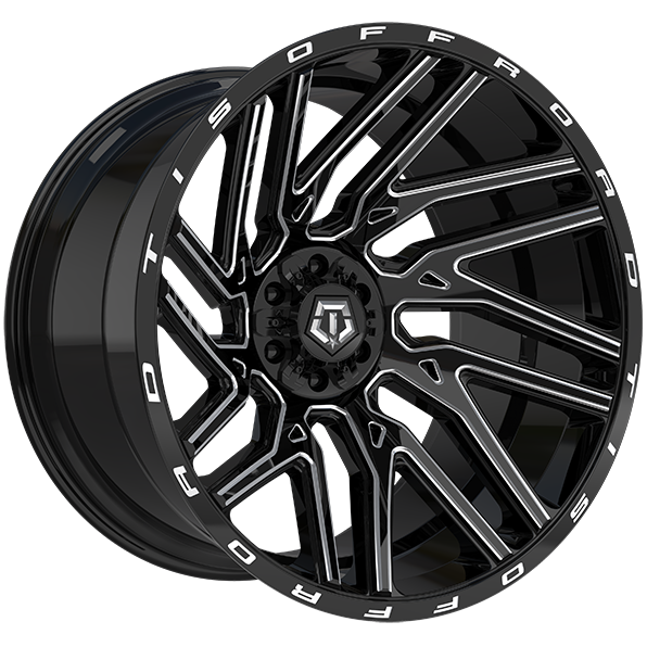 TIS Wheels - 554 - 20x10.0 - 8x165.1 - -19 - 125.2 - Gloss Black - Milled Edge - Image 1