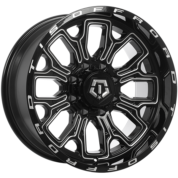 TIS Wheels - 560 - 20x10.0 - 8x165.1 - -19 - 125.2 - Gloss Black - Milled Edge - Image 1
