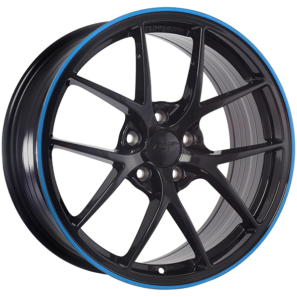 DAI Wheels - SKY - 17x7.5 - 5x114.3 - 40 - 67.1 - Gloss Black - Blue Line - Image 1