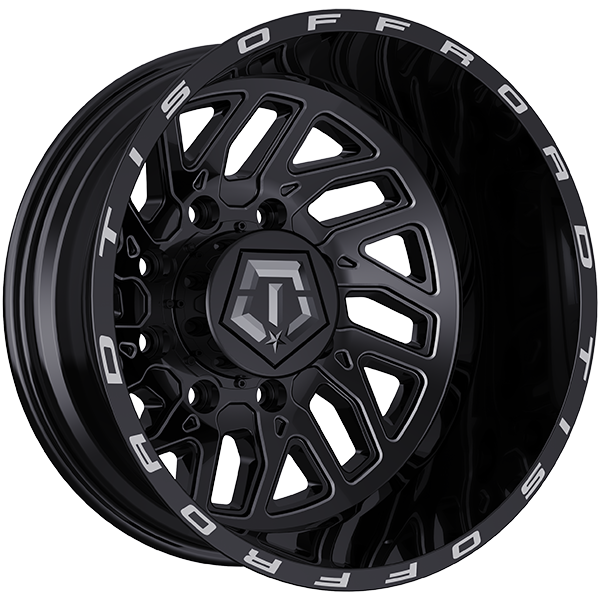 TIS Wheels - 544 - 22x8.2 - 8x210 - -198 - 154.3 - Gloss Black - Milled Edge - Image 1