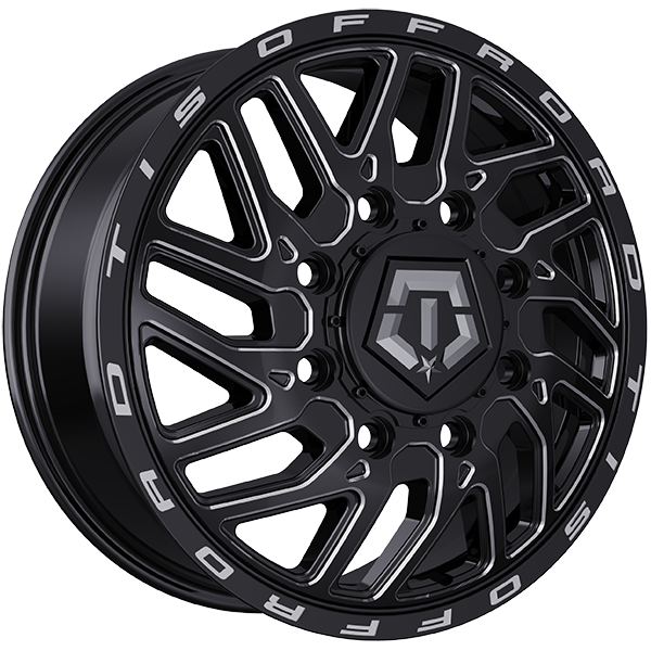 TIS Wheels - 544 - 20x8.2 - 8x165.1 - 127 - 121.7 - Gloss Black - Milled Edge - Image 1
