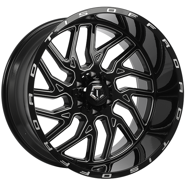 TIS Wheels 544, 22x10, 5x127/5x139.7, ET10, CB78.1, Gloss Black - Milled Edge - Image 1