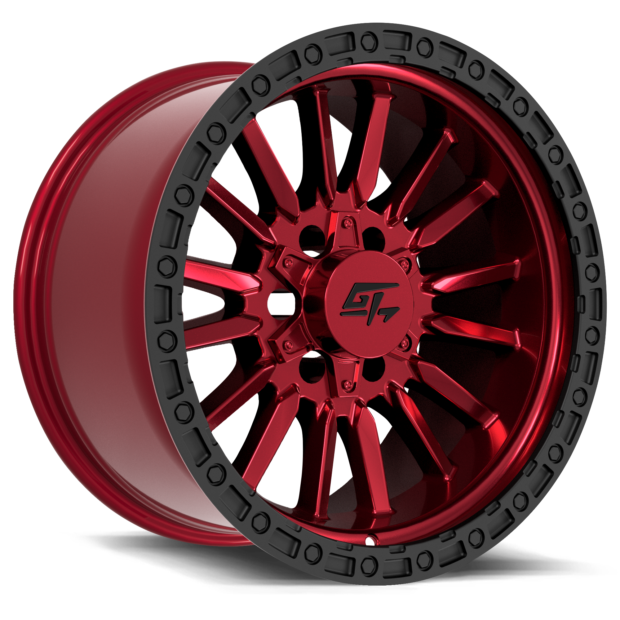 GT Offroad Chamber, 18x12, 5x127/5x139.7, ET-44, CB78.1, Anodized Red Centre / Black Ring