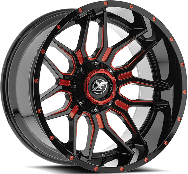 XF Offroad XF-222, 20x10, 5x127/5x139.7, ET-12, CB78.1, Black Milled Red