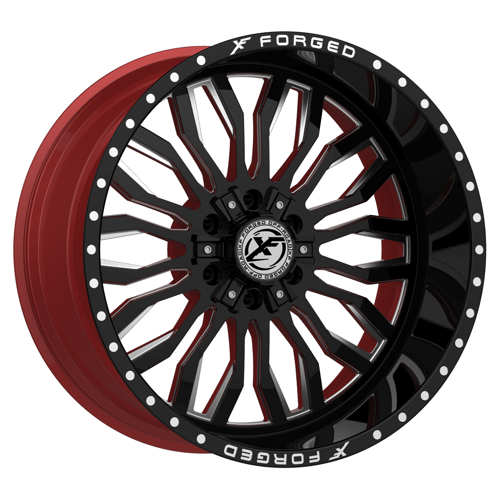 XF Offroad XFX-305, 24x14, 6x135/6x139.7, ET-76, CB106.4, Gloss Black Milled W/Red Inner