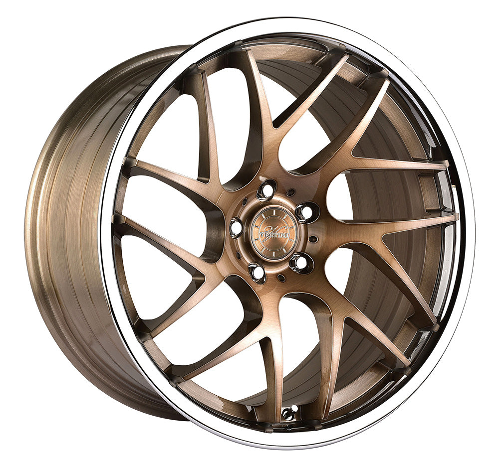 Vertini RFS1.4, Deep Concave Profile, 20X10.5, 5x100 to 5x132, ET0 to 45, CB54.1 to 84.1, Brush Bronze Chrome Lip - 714LF2005BR0BTG - Image 1