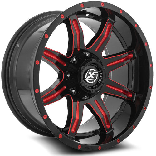 XF Offroad XF-215, 22x12, 8x165.1/8x170, ET-44, CB125.2, Gloss Black Milled Red