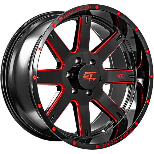 GT Offroad Invasion, 20x9, 6x135, ET12, CB87.1, Gloss Black Milled Red