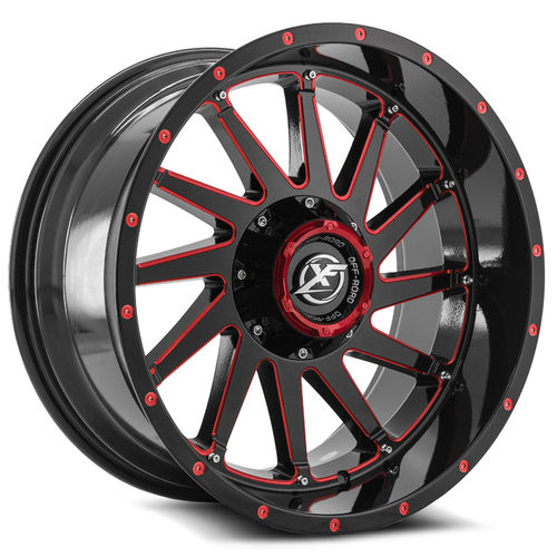 XF Offroad XF-216, 20x10, 8x165.1/8x180, ET-12, CB125.2, Gloss Black Red Milled