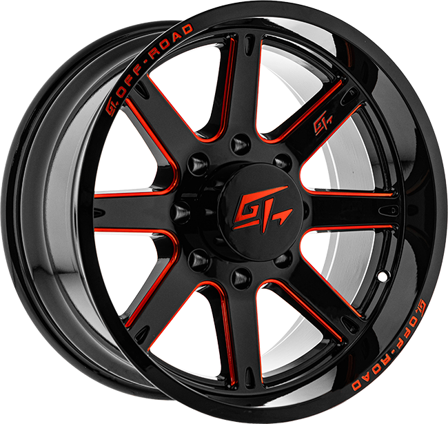 GT Offroad Invasion, 20x10, 6x135, ET-18, CB87.1, Gloss Black Milled Red