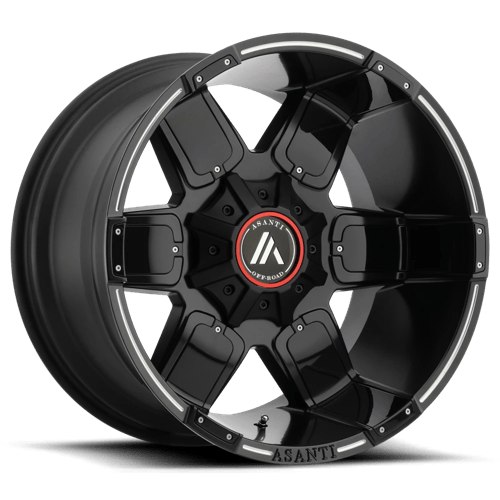 Asanti Off Road AB811 WARTHOG, 20X10, 8X180, ET-24, CB124.2, SATIN BLACK MILL W/ G-BLK ACC