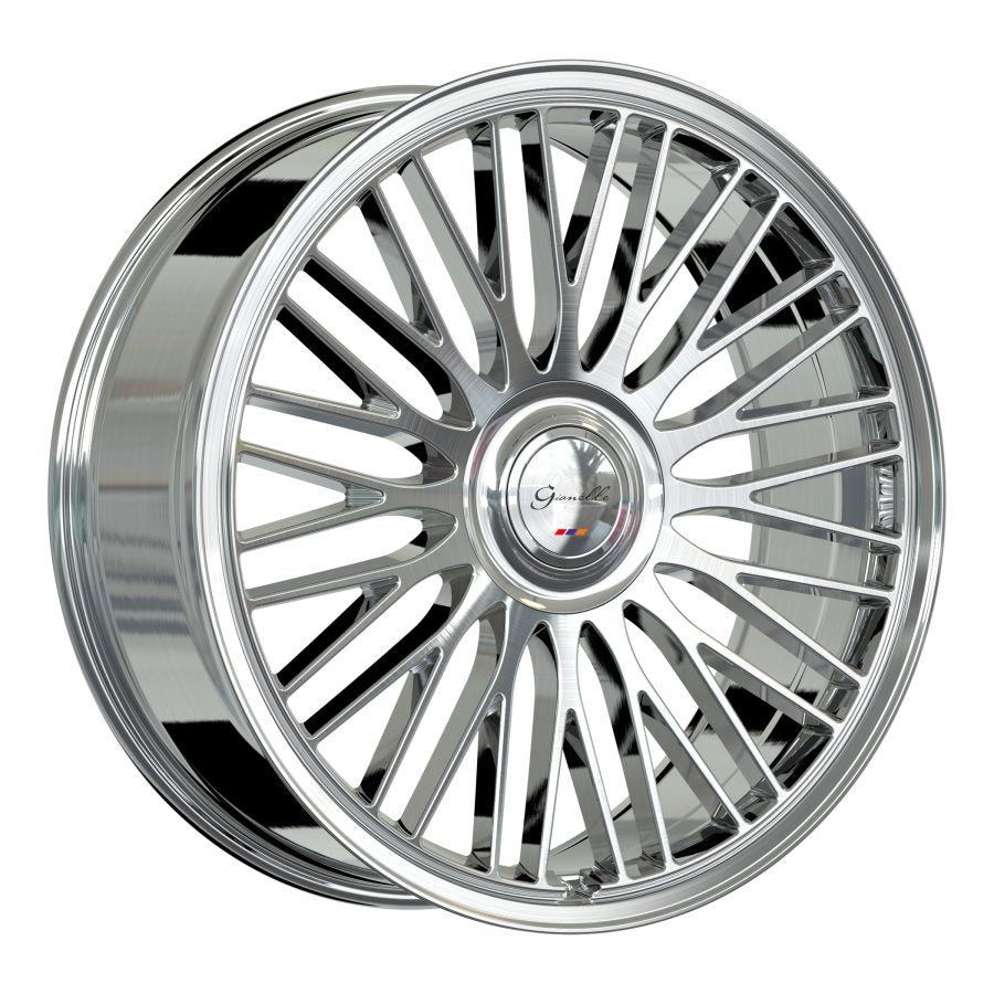 Gianelle Aria, Deep Profile, 24x10.5, 5x115/5x120, ET20, CB72.56, Silver With Machined Face/ Polished Lip