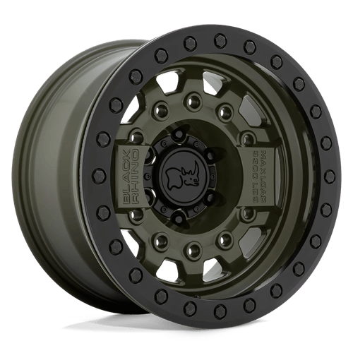 Black Rhino Hard Alloys AVENGER BEADLOCK, 17X8.5, 5X127, ET-32, CB71.5, OLIVE DRAB GREEN BLK HARDWARE 1785AVG-25127N71