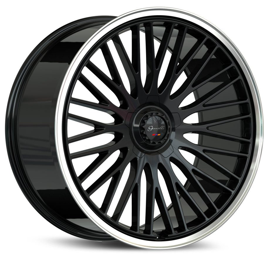 Gianelle Aria, 24x10.5, 5x115/5x120, ET20, CB72.56, Gloss Black With Polished Lip - 2415WB20GAARIBPR