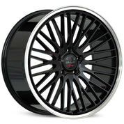 Gianelle Aria, Deep Profile, 24x10, 5x130, ET10, CB84.1, Gloss Black With Polished Lip