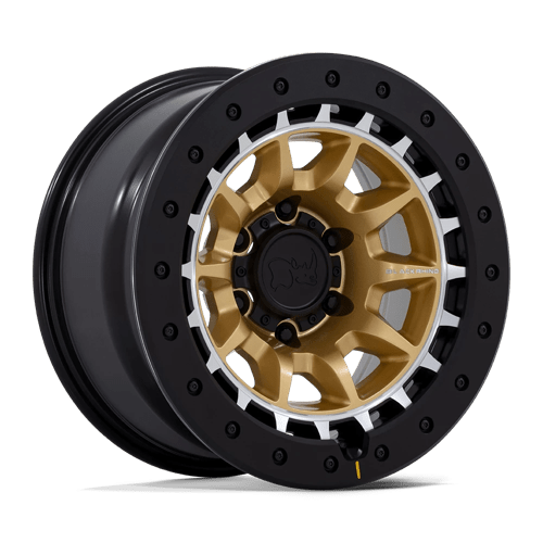 Black Rhino Hard Alloys BR016 TUSK, 17X8.5, 6X139.7, ET-10, CB106.1, MATTE GOLD W/ MACHINED RING BR016GD17856810N