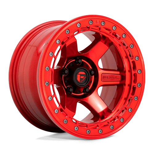 Fuel 1PC D123 BLOCK BEADLOCK, 17X9, 5X127, ET-15, CB71.5, CANDY RED W/ CANDY RED RING