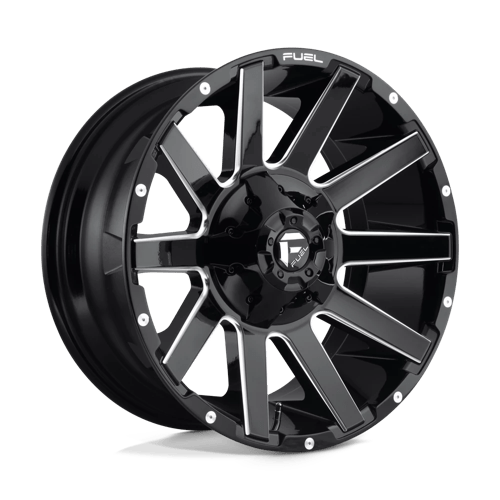 Fuel 1PC D615 CONTRA, 20X9, 8X180, ET1, CB124.2, GLOSS BLACK MILLED