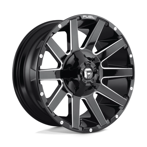 Fuel 1PC D615 CONTRA, 20X9, 8X165.1, ET20, CB125.1, GLOSS BLACK MILLED