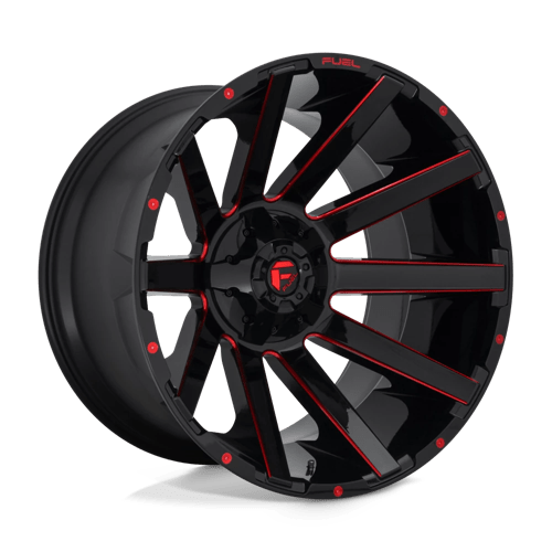 Fuel 1PC D643 CONTRA, 24X14, 8X180, ET-75, CB124.2, GLOSS BLACK RED TINTED CLEAR