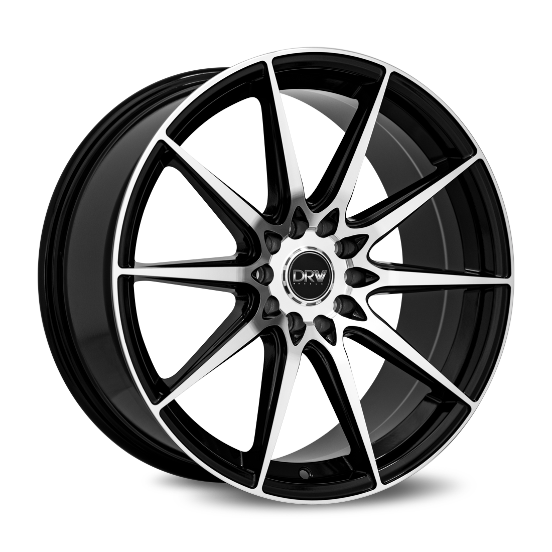 DRW D19, 18x8, 5x108/114.3, ET38, CB73.1, Gloss Black Machine Face