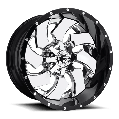 Fuel 2PC D240 CLEAVER, 20X10, 8X170, ET-19, CB125.1, CHROME PLATED GLOSS BLACK LIP