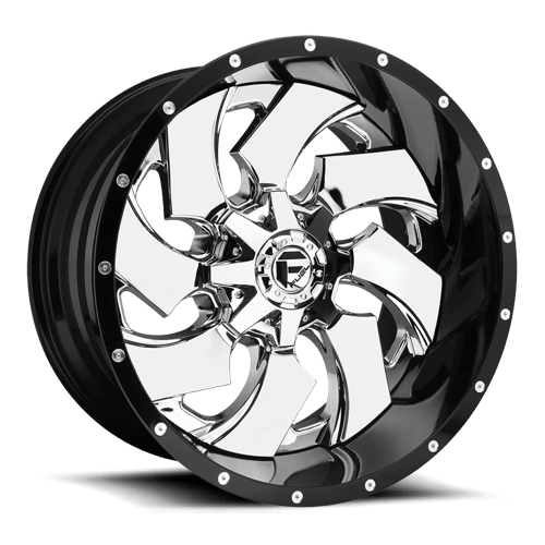 Fuel 2PC D240 CLEAVER, 20X9, 6X135/6X139.7, ET1, CB106.1, CHROME PLATED GLOSS BLACK LIP
