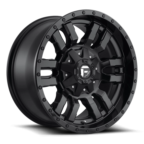 Fuel 1PC D596 SLEDGE, 17X9, 5X114.3/5X127, ET-12, CB78.1, MATTE BLACK GLOSS BLACK LIP