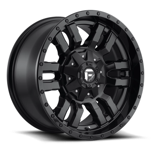 Fuel 1PC D596 SLEDGE, 20X10, 8X180, ET-18, CB124.2, MATTE BLACK GLOSS BLACK LIP