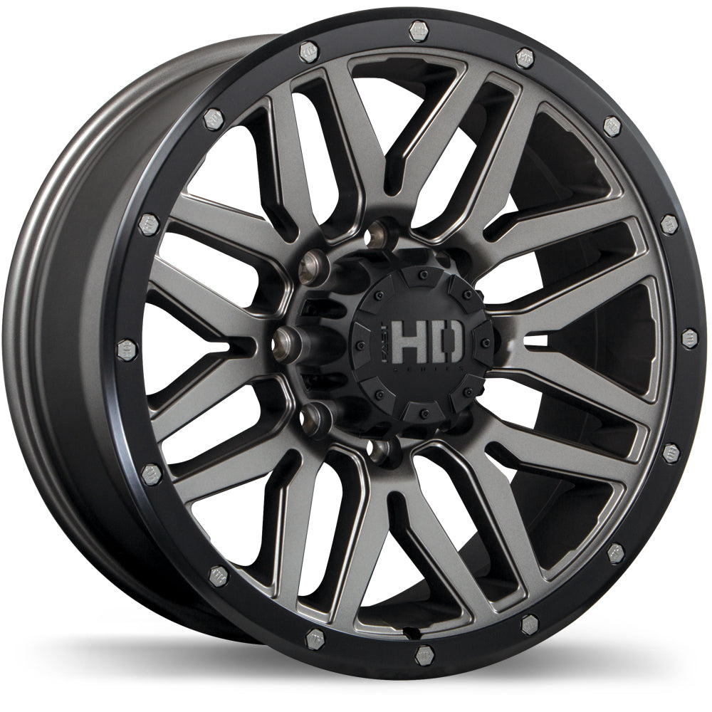 Fast HD Menace, 18x9.0, 8x170, ET15, CB125, Satin Gunmetal with Black Trim - F240-1890-70MB+15C250