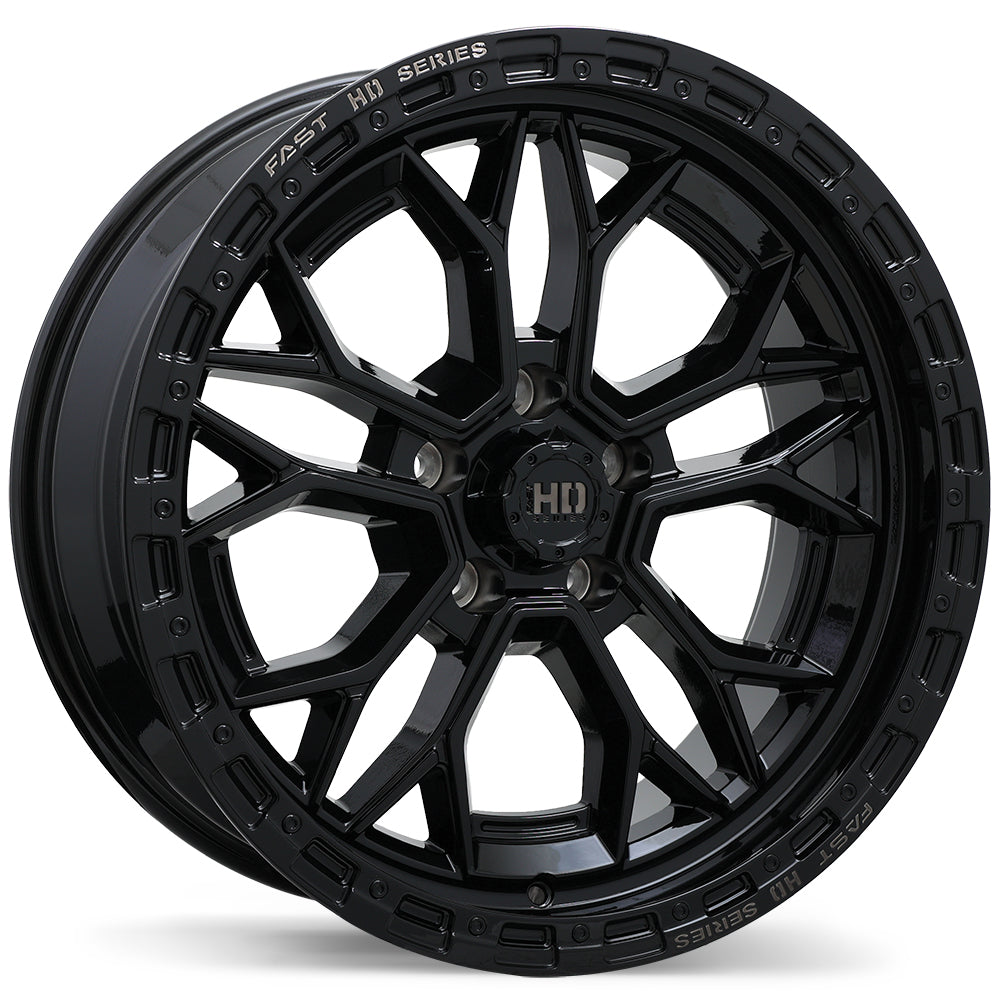 Fast HD Muramasa, 20x9.0, 5x127, ET0, CB71.5, Gloss Black with Grey Milling - F276-2090-73BH+00C715