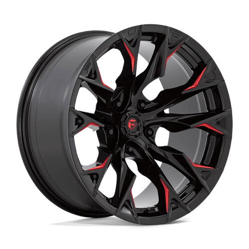 Fuel 1PC D823 FLAME, 20X10, 5X127, ET-18, CB71.5, GLOSS BLACK MILL W/ CANDY RED