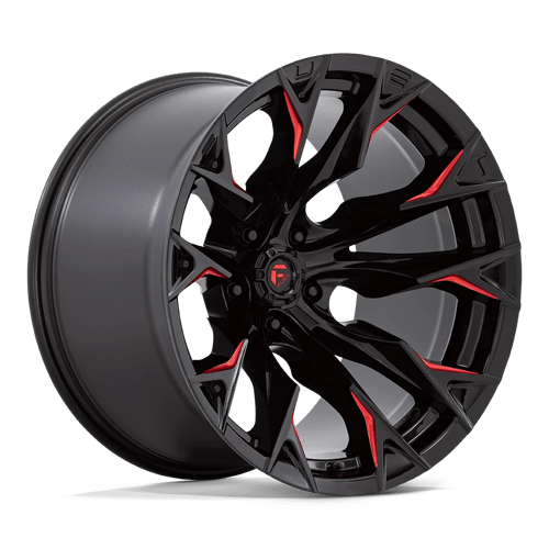 Fuel 1PC D823 FLAME, 20X12, 5X127, ET-44, CB71.5, GLOSS BLACK MILL W/ CANDY RED