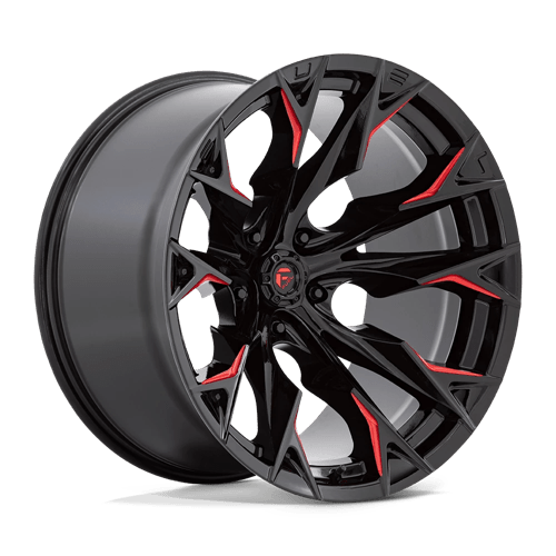 Fuel 1PC D823 FLAME, 22X12, 5X127, ET-44, CB71.5, GLOSS BLACK MILL W/ CANDY RED
