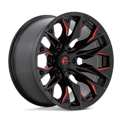Fuel 1PC D823 FLAME, 20X9, 5X139.7, ET1, CB78.1, GLOSS BLACK MILL W/ CANDY RED