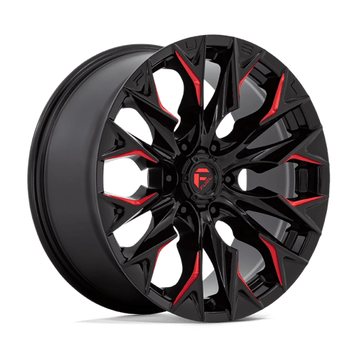 Fuel 1PC D823 FLAME, 20X9, 6X135, ET20, CB87.1, GLOSS BLACK MILL W/ CANDY RED
