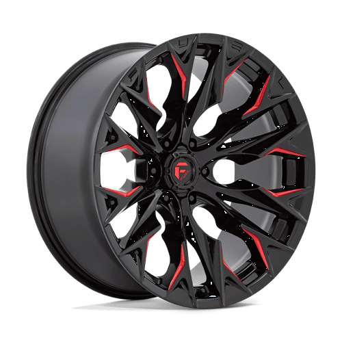 Fuel 1PC D823 FLAME, 22X10, 6X139.7, ET-18, CB106.1, GLOSS BLACK MILL W/ CANDY RED