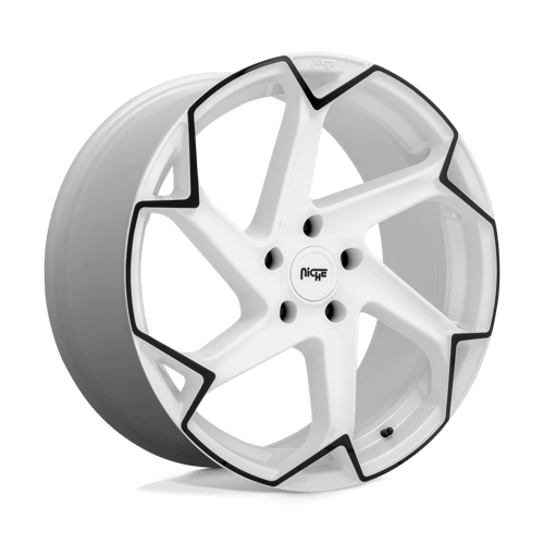 Niche 1PC M257 FLASH, 20X10.5, 5X114.3, ET40, CB72.56, GLOSS WHITE W/ BLACK