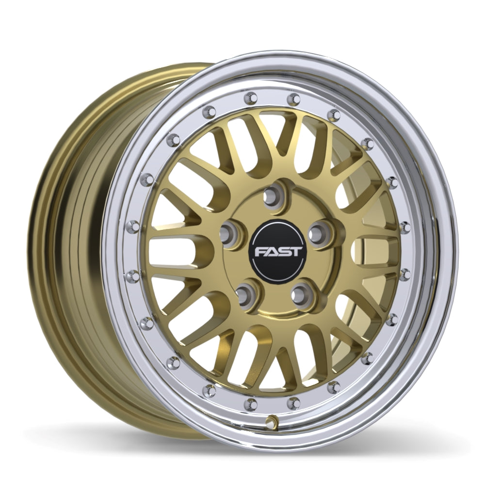 Fast Wheels FR01, 15x7.0, 5x120, ET40, CB72.6, Gloss Gold with Machined Lip - FR01-1570-12DP+40C726