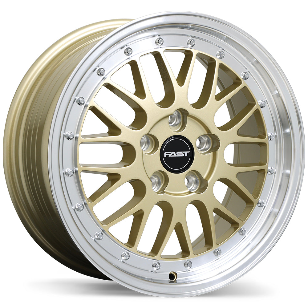 Fast Wheels FR01, 17x8.0, 5x100, ET45, CB72.6, Gloss Gold with Machined Lip - FR01-1780-80DP+45E726