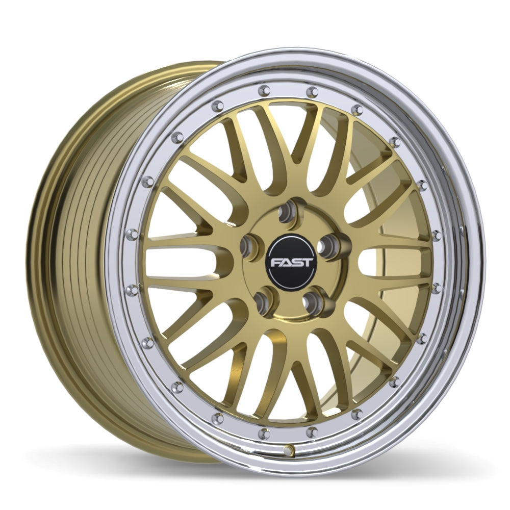 Fast Wheels FR01, 18x8.5, 5x120, ET35, CB72.6, Gloss Gold with Machined Lip - FR01-1885-12DP+35C726