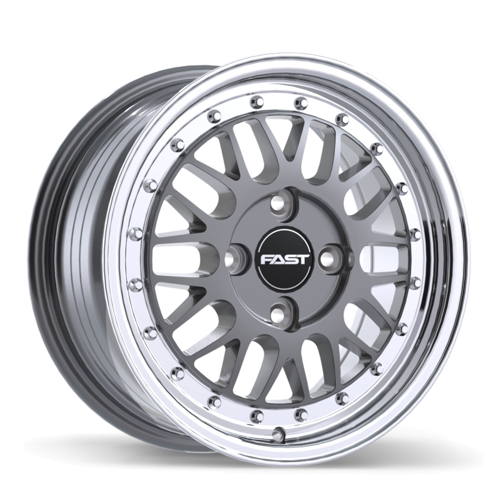 Fast Wheels FR01, 15x7.0, 4x100, ET25, CB72.6, Gloss Gunmetal with Machined Lip - FR01-1570-49MP+25C726