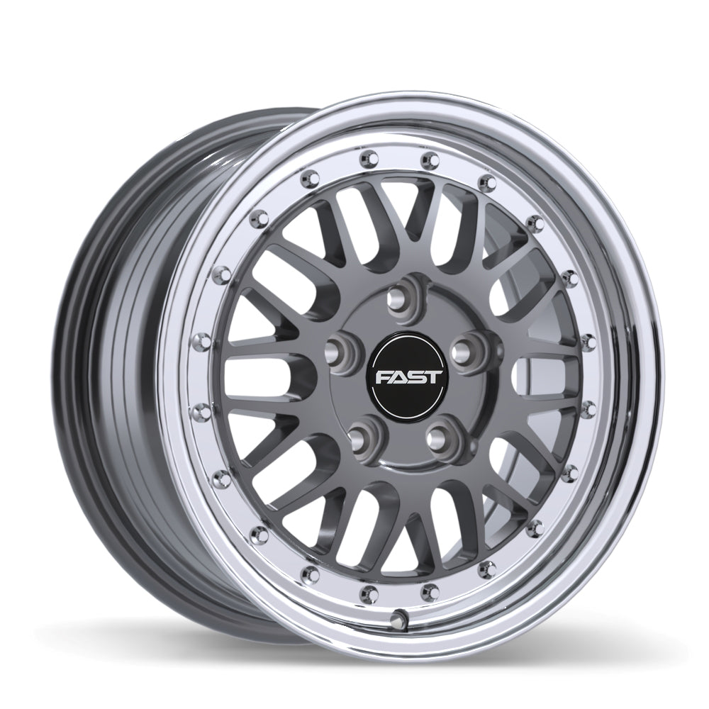 Fast Wheels FR01, 15x7.0, 5x120.65, ET40, CB72.6, Gloss Gunmetal with Machined Lip - FR01-1570-61MP+40C726