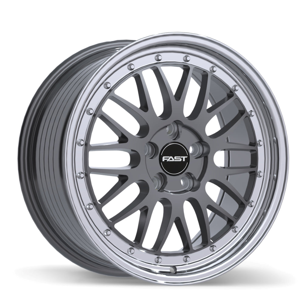 Fast Wheels FR01, 18x8.5, 5x120, ET35, CB72.6, Gloss Gunmetal with Machined Lip - FR01-1885-12MP+35C726